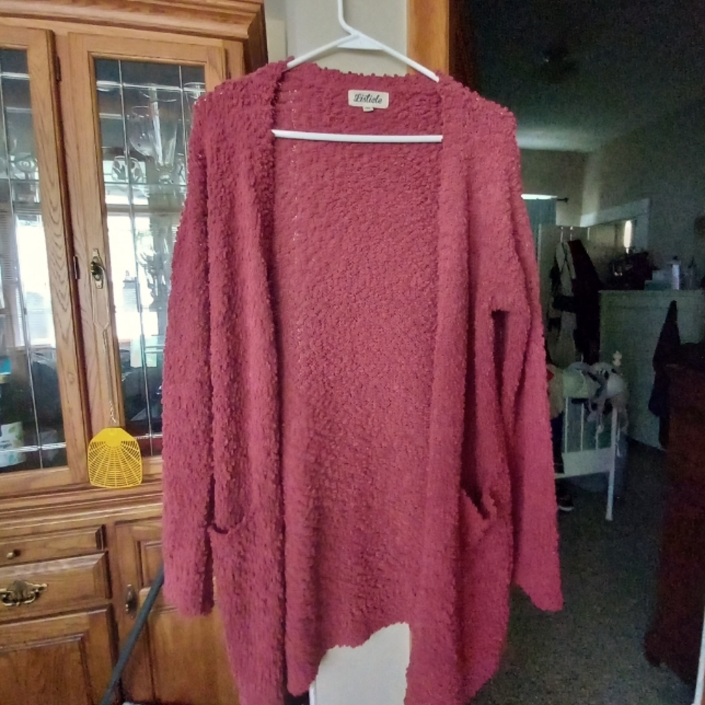 Chunky MAUVE colored popcorn cardigan